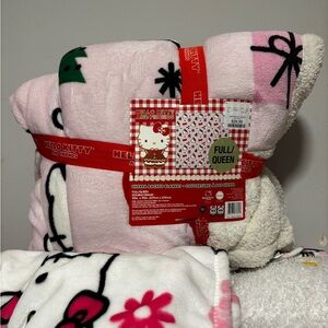 Hello Kitty Pink and White Plush Blanket